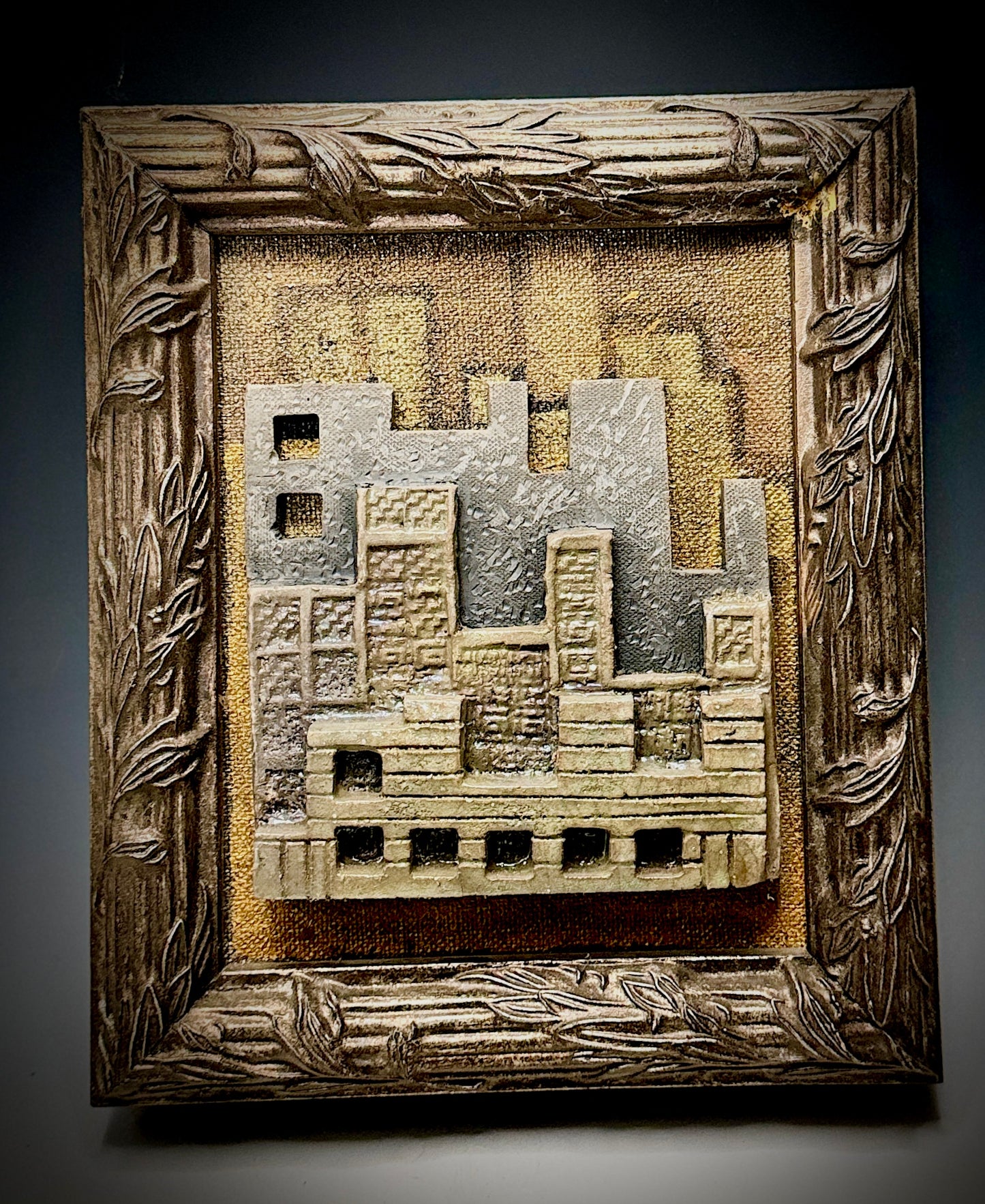 I visited New York about a year ago and I was just amazed at the beauty and the splendor of that city. I had to capture it once I returned home. This 3d painting/raku sculpture features a portion of that humongous awesome place that I observed. It is framed on a 11" x 13' x 3" frame that compliments. This 3D painting/raku sculpture beautifully captures the city's vibrancy and grandeur, artfully to make an eye-catching display in any room.