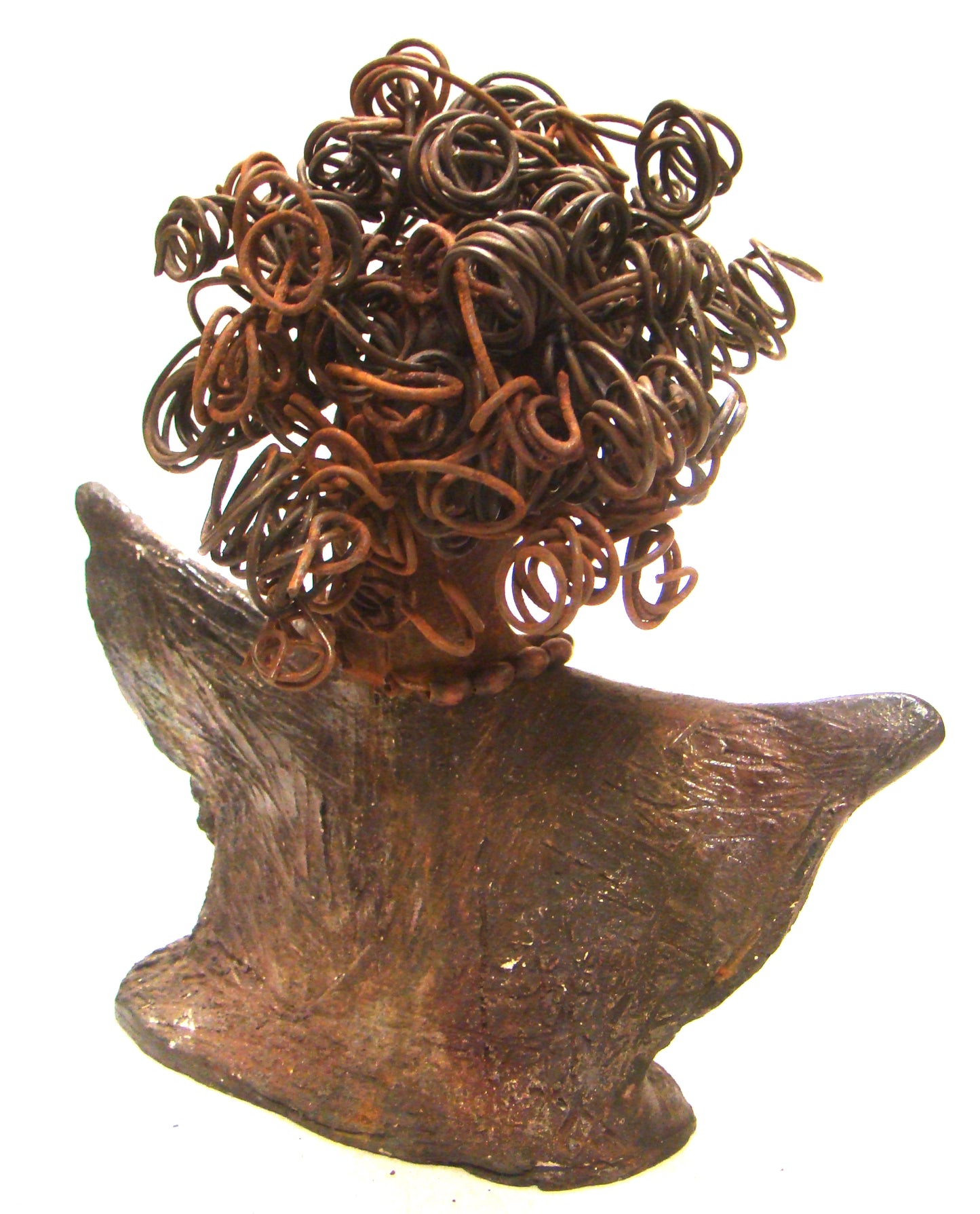Harold stands 6" x 5" x 3" and weighs 8 ozs. He has a cocoa brown complexion with dreamy eyes. His hair is smokey gray and made of clay. Harold wears an extra large copper sweat shirt with a black collar. Harold is a great starter piece in the men Herdew collection.