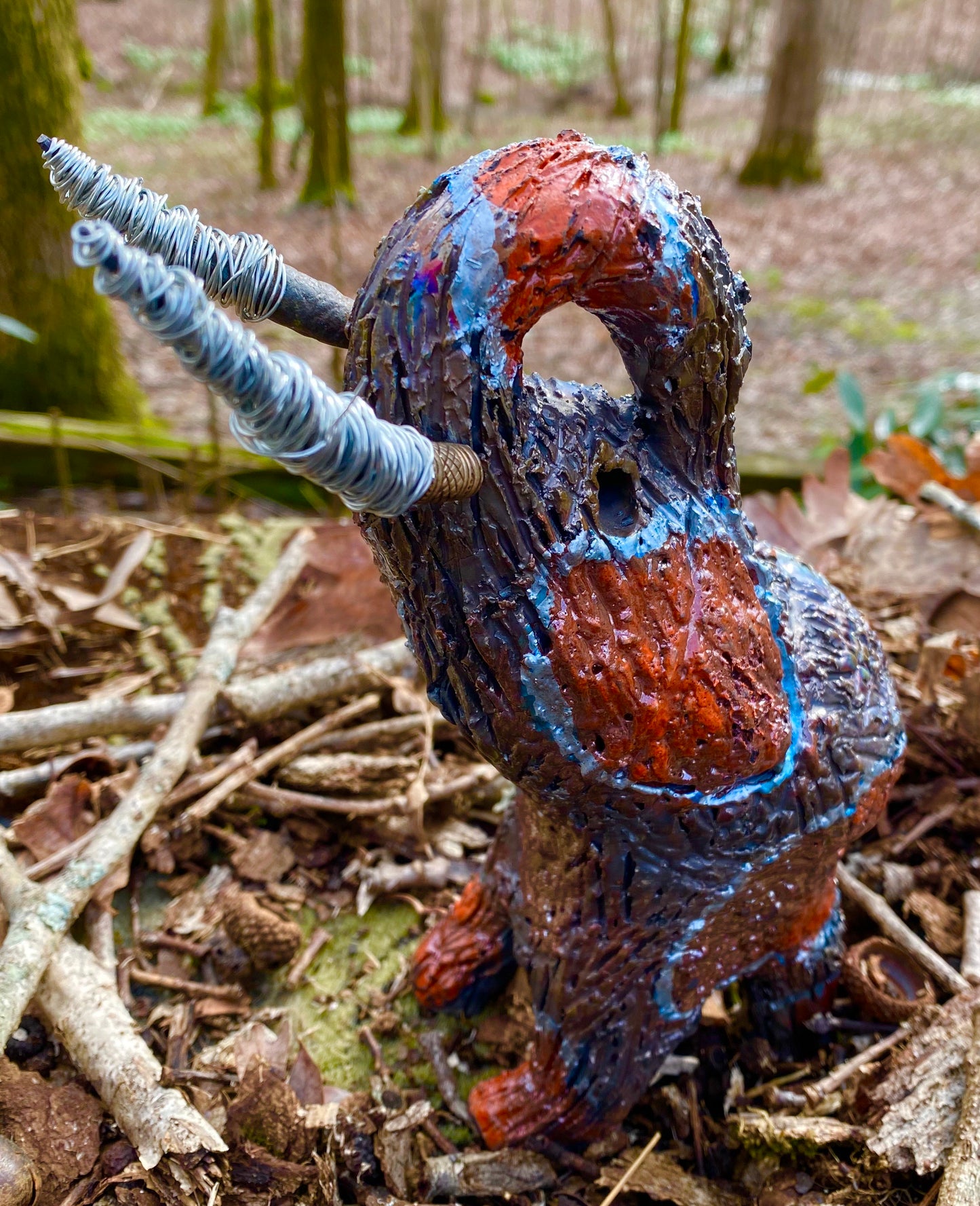 Have you HERD!!!!!! Just one of these lovely Raku Fired Elephant will make an excellent gift for your friend, sorority or for your home’ special place centerpiece. 9.5" x 4" x 7" 1.10 lbs Silver wire beaded tusk Beautiful metallic copper and orange raku colors For decorative purposely only.