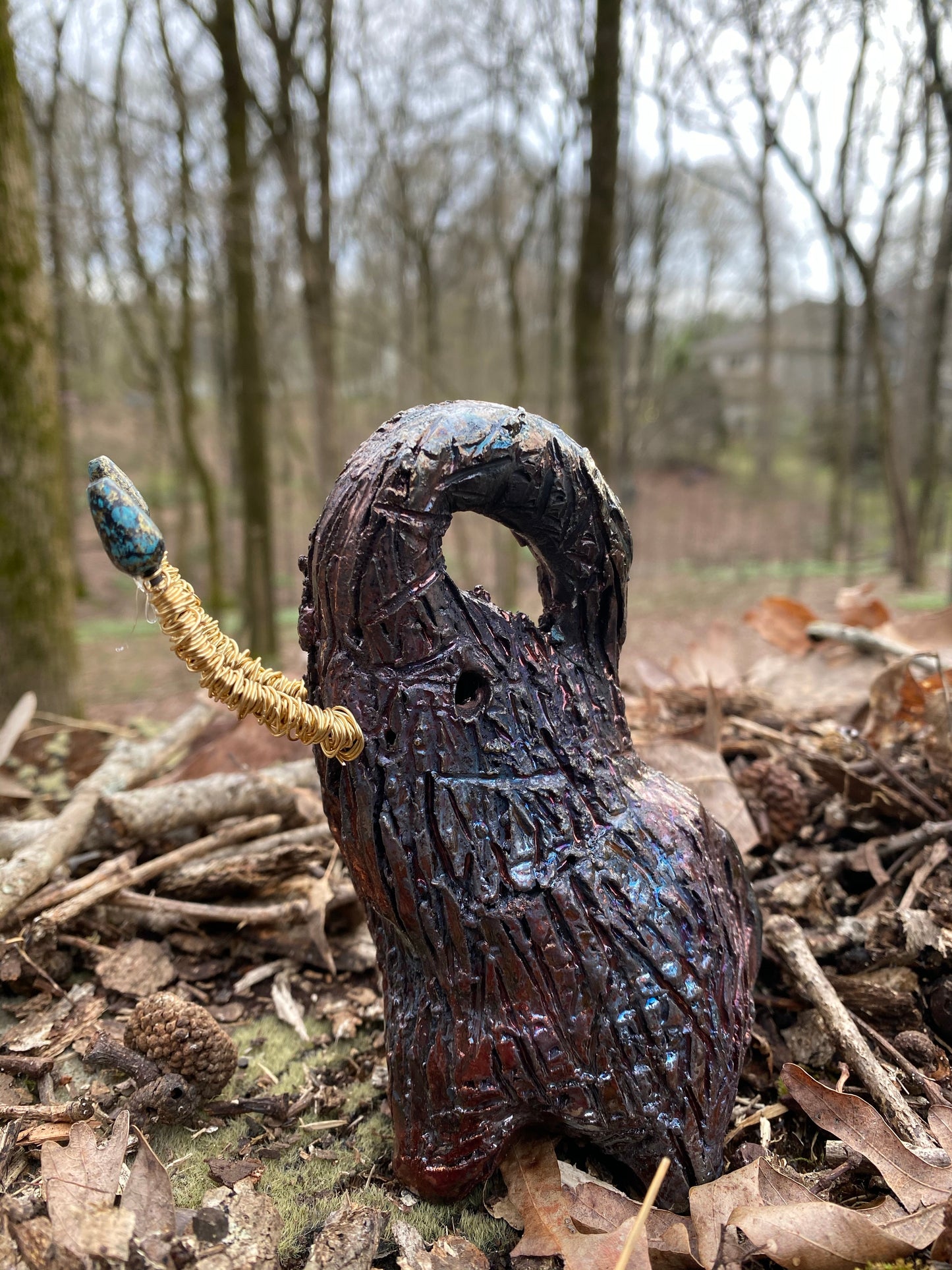 Raku Elephant Have you HERD!!!!!! Just one of these lovely Raku Fired Elephant will make an excellent gift for your friend, sorority or for your home’ special place centerpiece. 7" x 4" x 3" 11 ozs. Beautiful metallic gold and orange raku elephant For decorative purposely only.