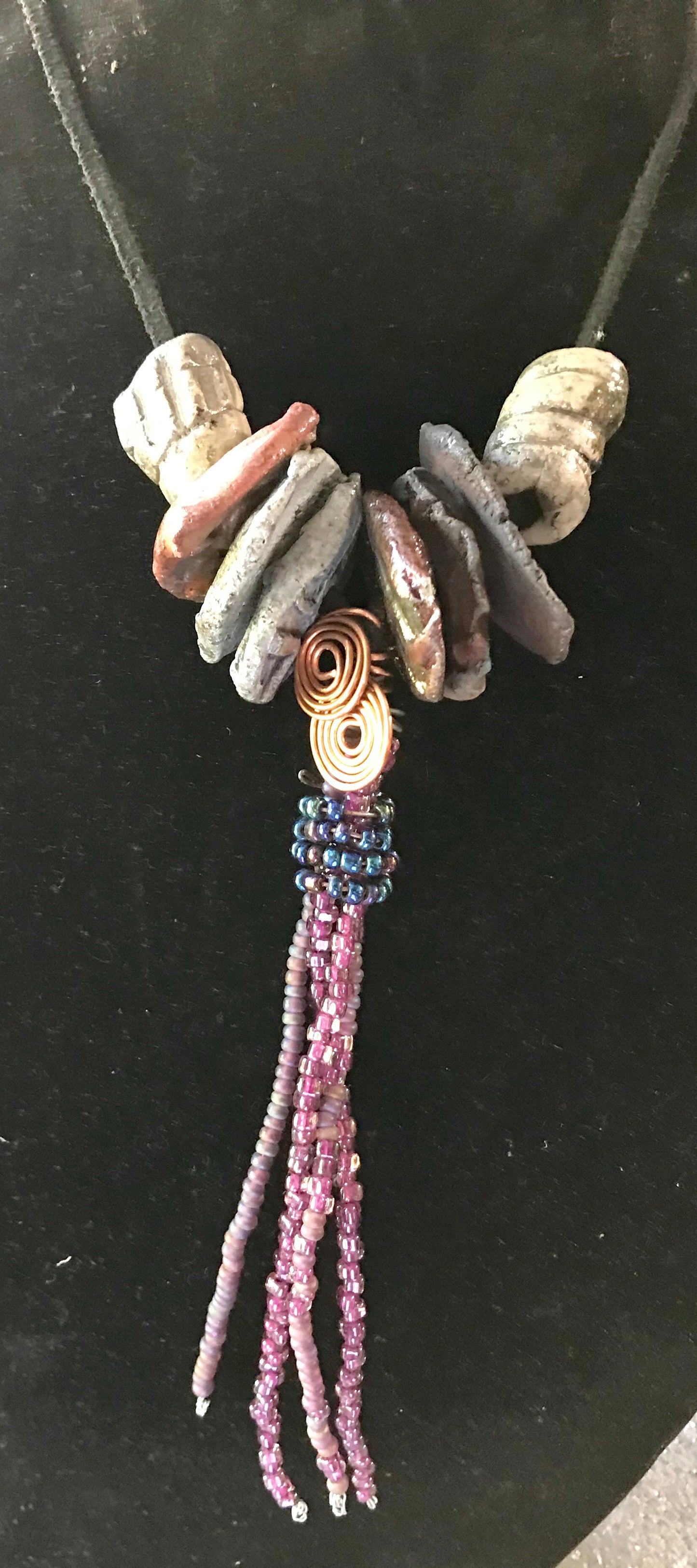 Tribal Raku Beaded Necklace -4