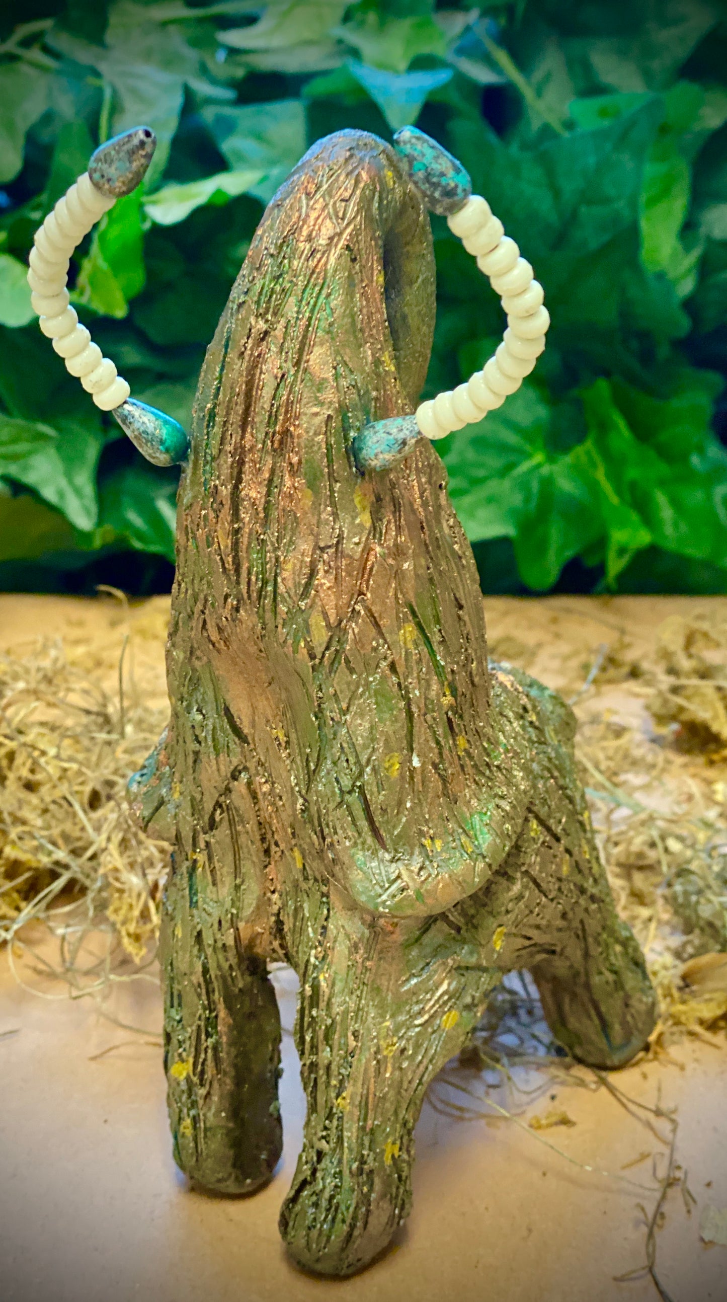 Just one of these lovely Raku Fired Elephant will make an excellent gift for your friend, sorority or for your home’ special place centerpiece. 7" x 3" x 4" 1 lbs Beautiful metallic raku elephant Beaded tusks For decorative purposely only