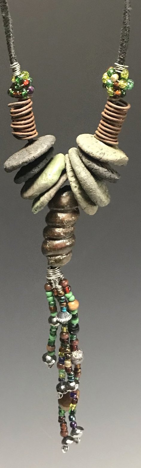 Multi Colored Raku Beaded Necklace