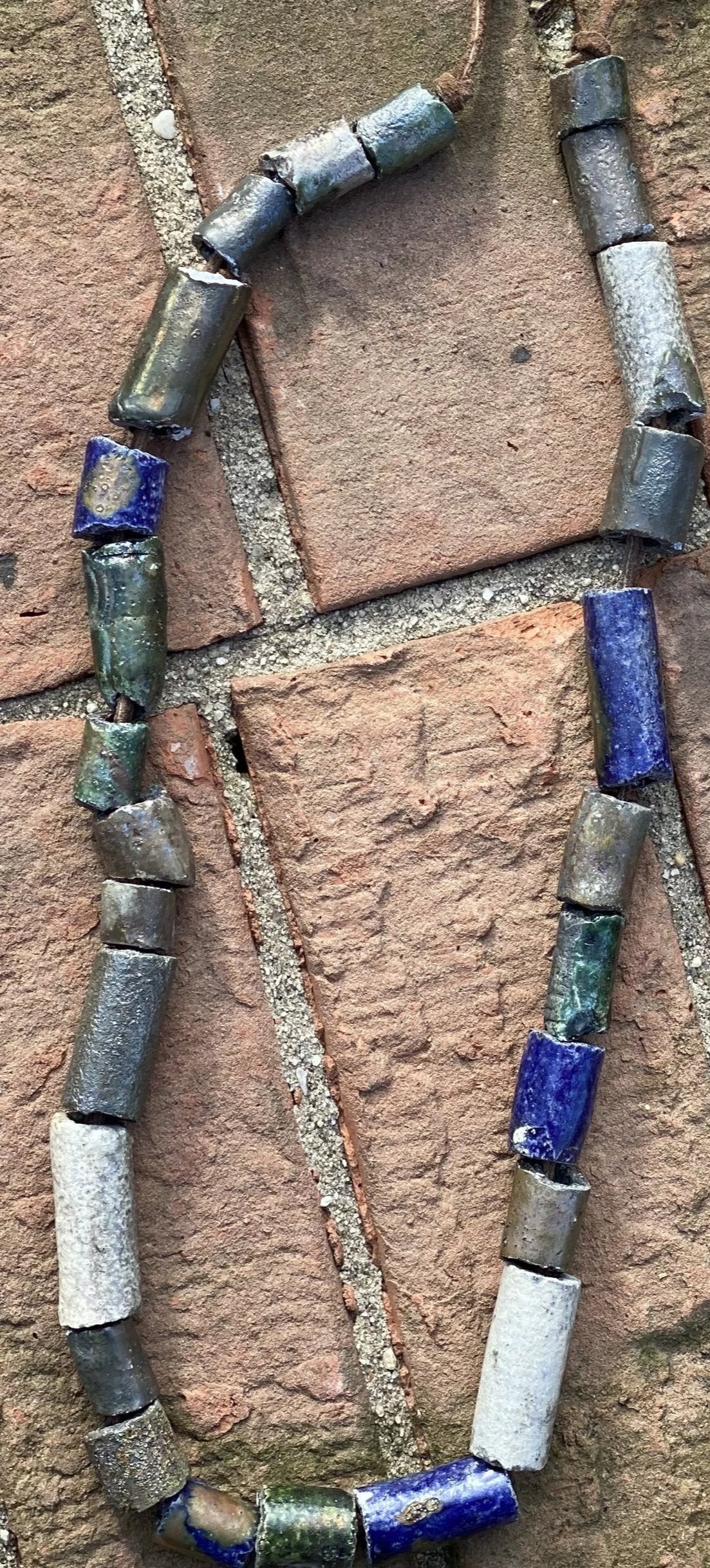 Nice Beaded Necklace 26 raku beaded necklace. Weighs 4.7 ounces. Hangs 12"  Nice Did I say Light Weight!