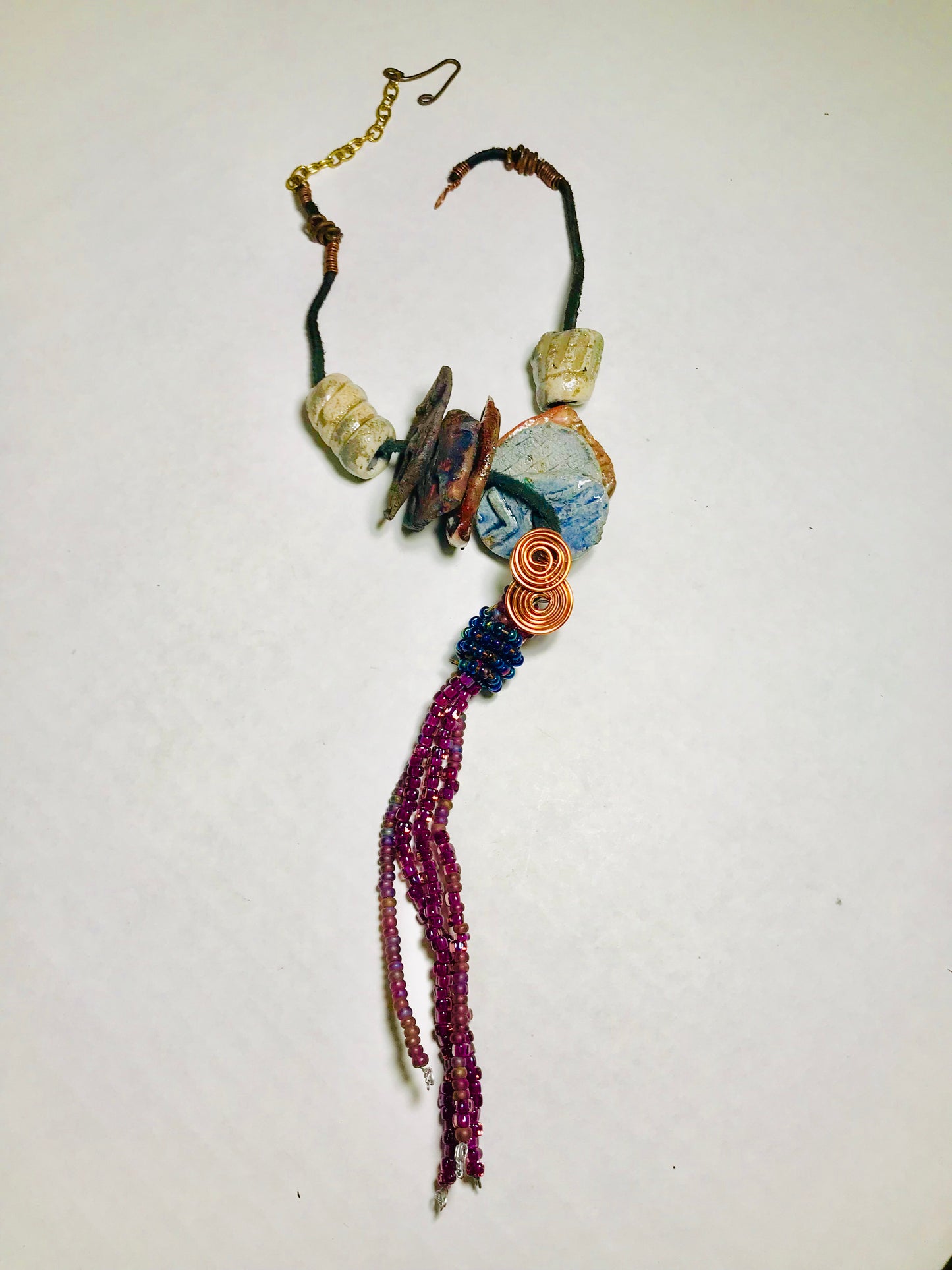 Tribal Raku Beaded Necklace -4