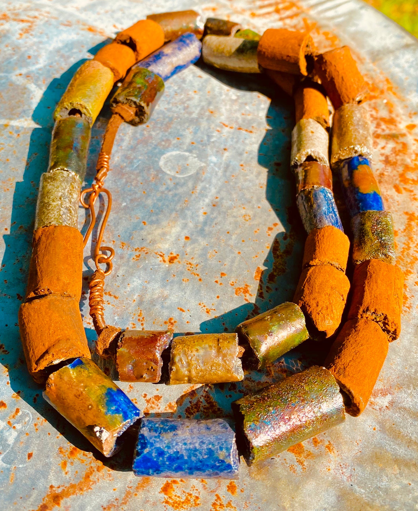 Tribal Raku Beaded Necklace -8
