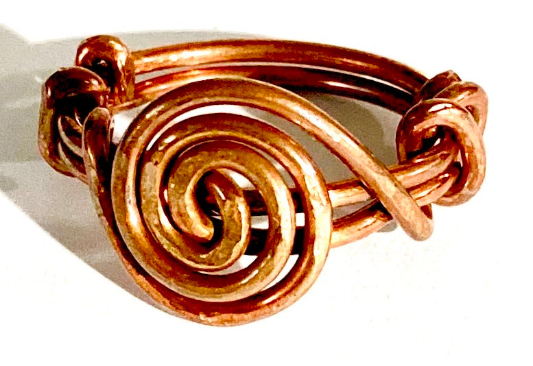handmade spiral copper rings approx. size 8