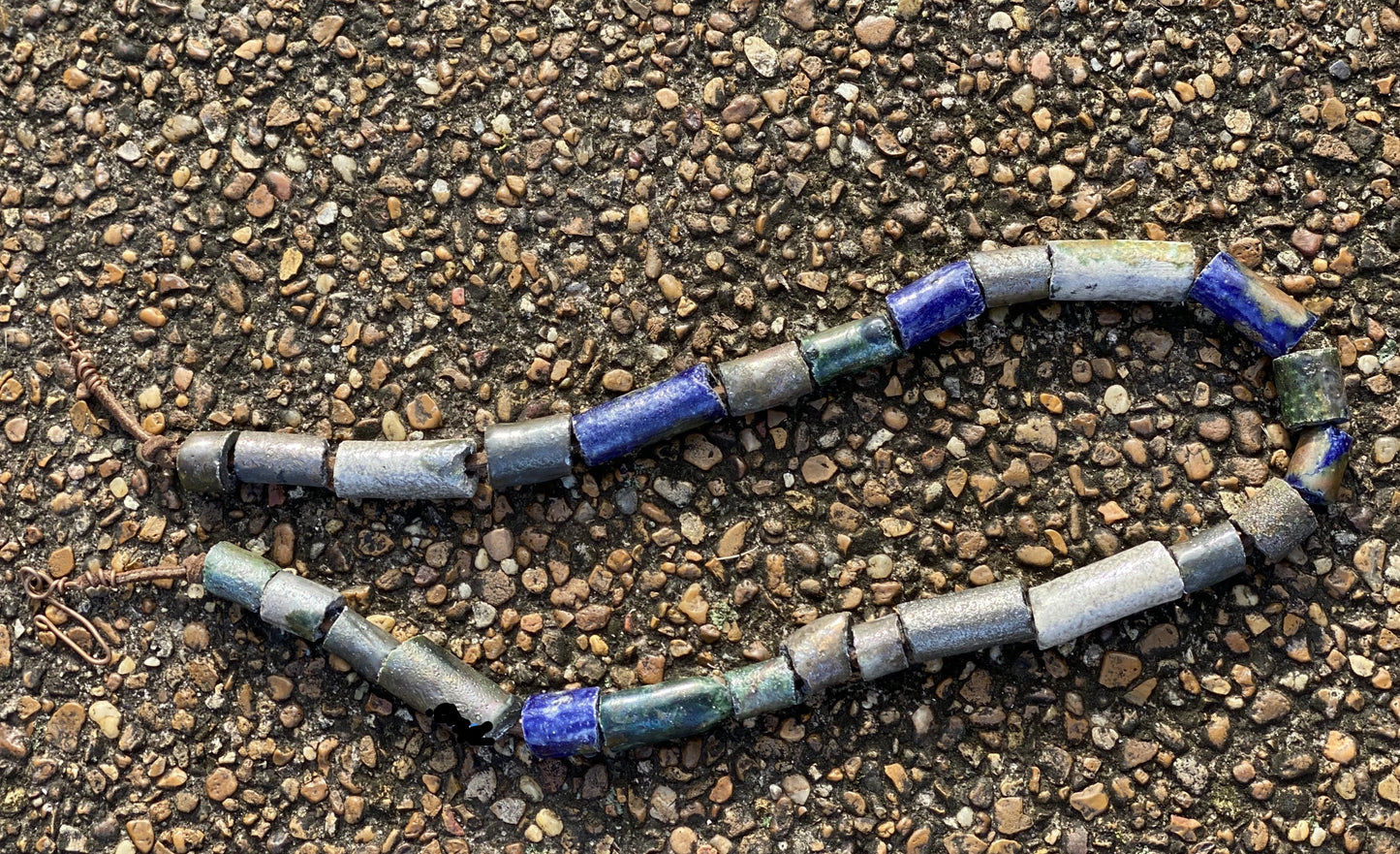 Nice Beaded Necklace 26 raku beaded necklace. Weighs 4.7 ounces. Hangs 12" Nice Did I say Light Weight!
