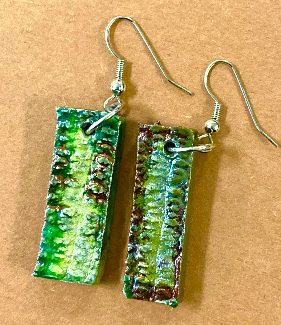 Really Nice! Raku Irregular Rectangle Shimmery green gold luster 1/2 ounce