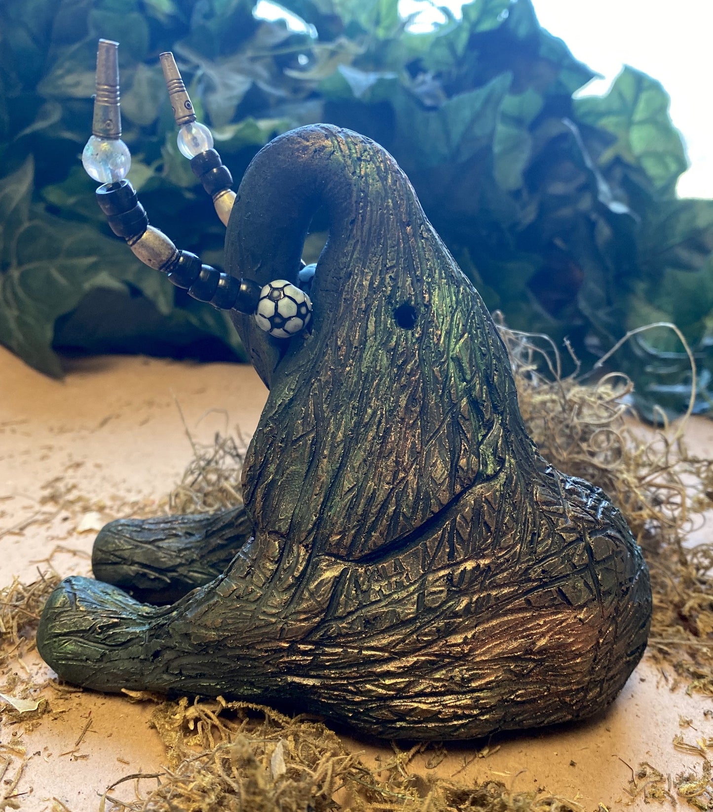 Have you HERD!!!!!! Elephants are one of my favorite animals to create. They are so majestic" Just one of these lovely Raku Fired Elephant will make an excellent gift for your BFF, or just for you . This raku fired elephant sits 5" x 6" x 3" and weighs 10 ounces. She has beaded tusks and a textured emerald green copper body. Nice!