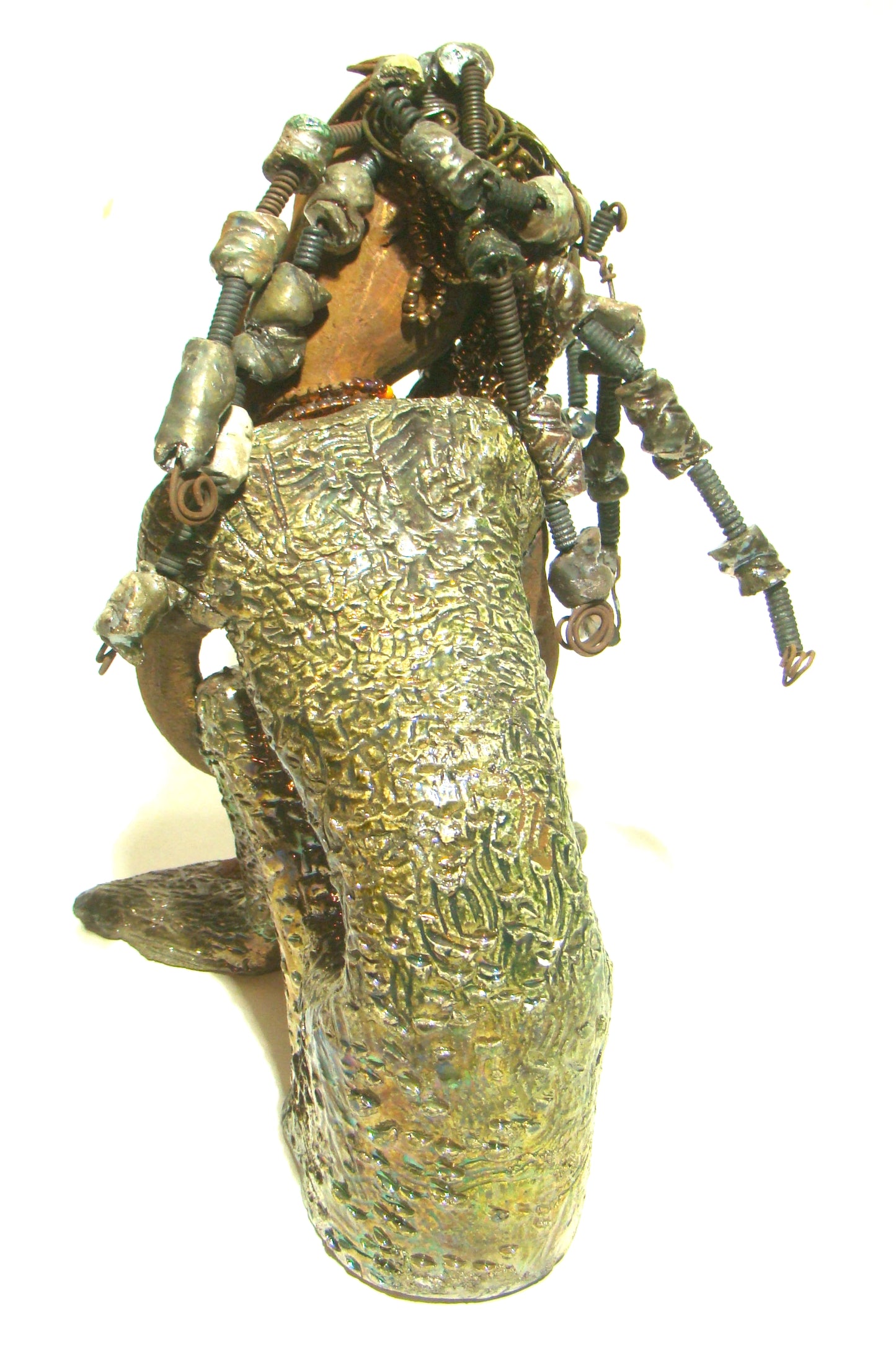 Miami is lovely dark skin mermaid with braided beaded wire hair.