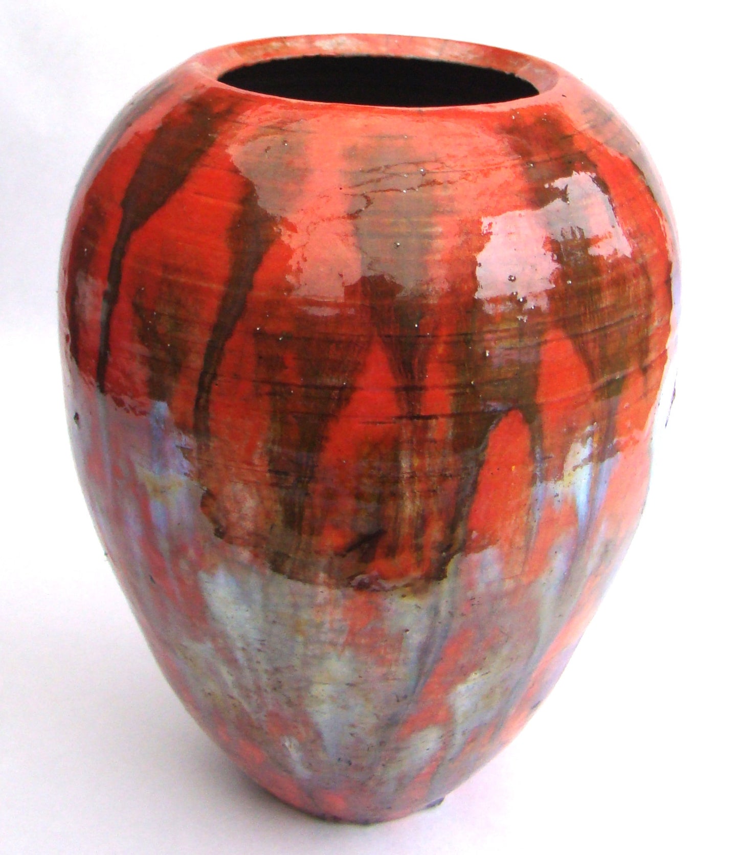 Orange and Gold Raku Vase