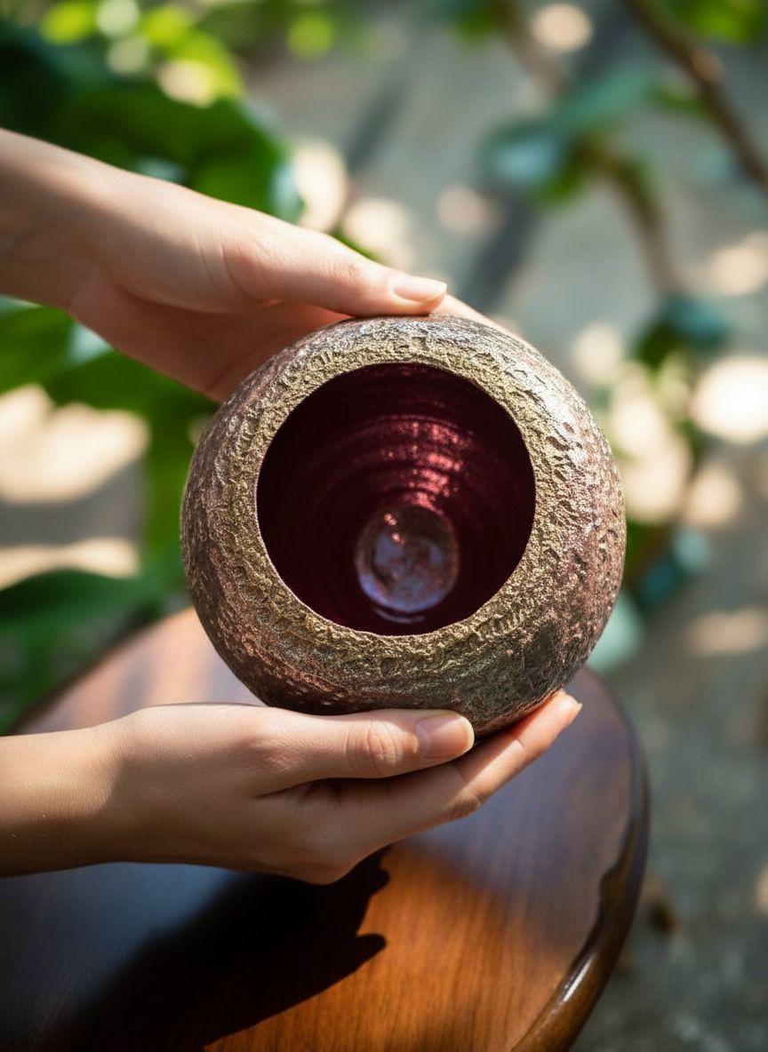 Copper Textured Round Vase
