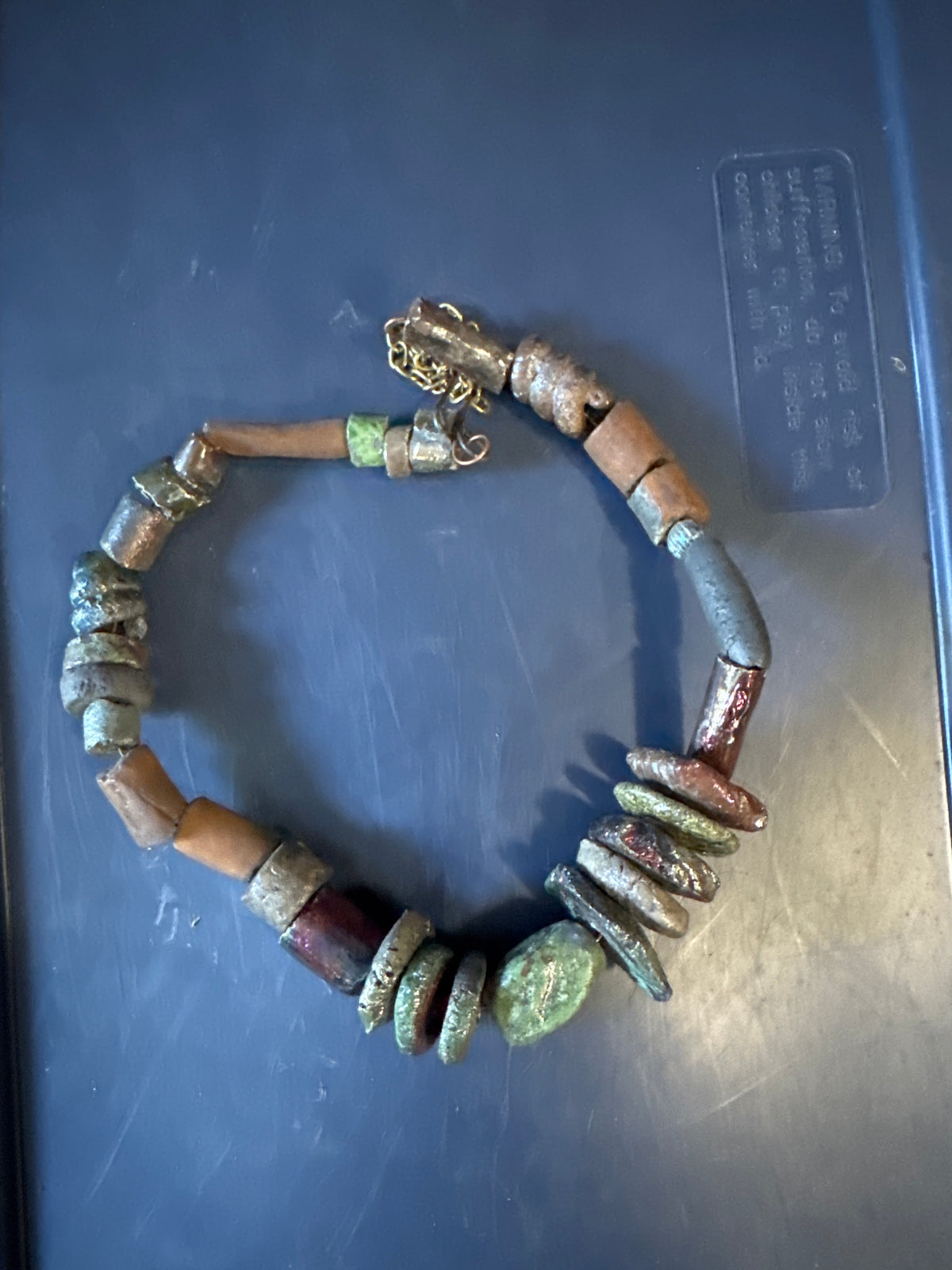Raku Beaded Necklace-16