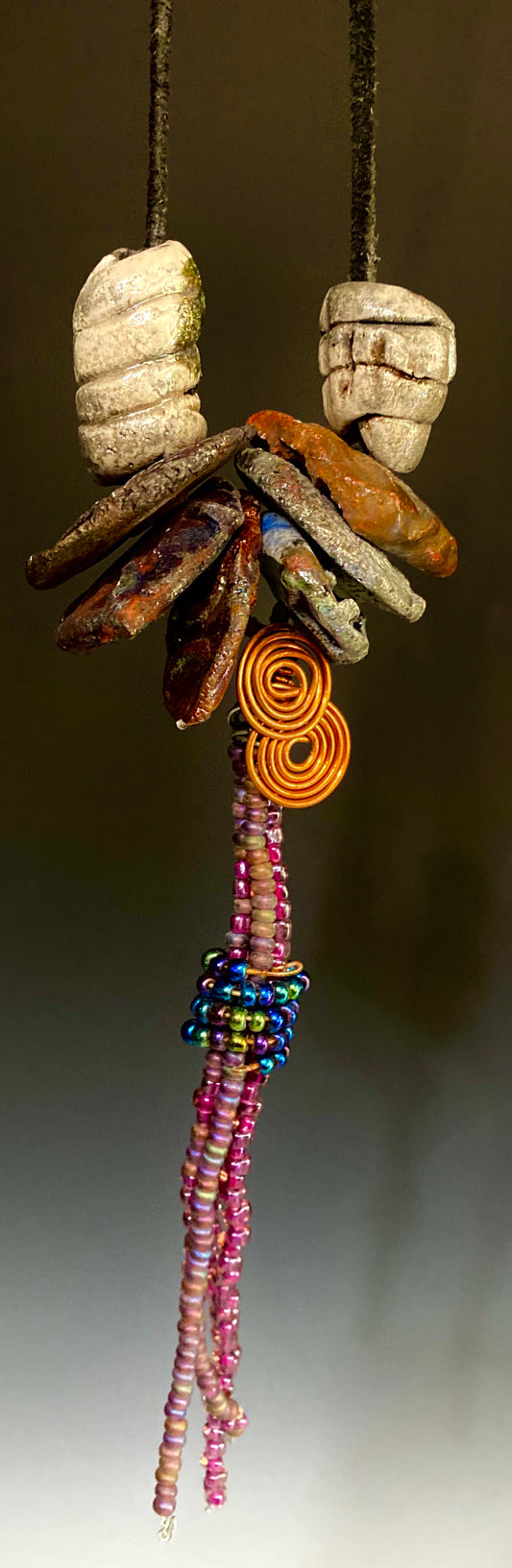 Tribal Raku Beaded Necklace -4
