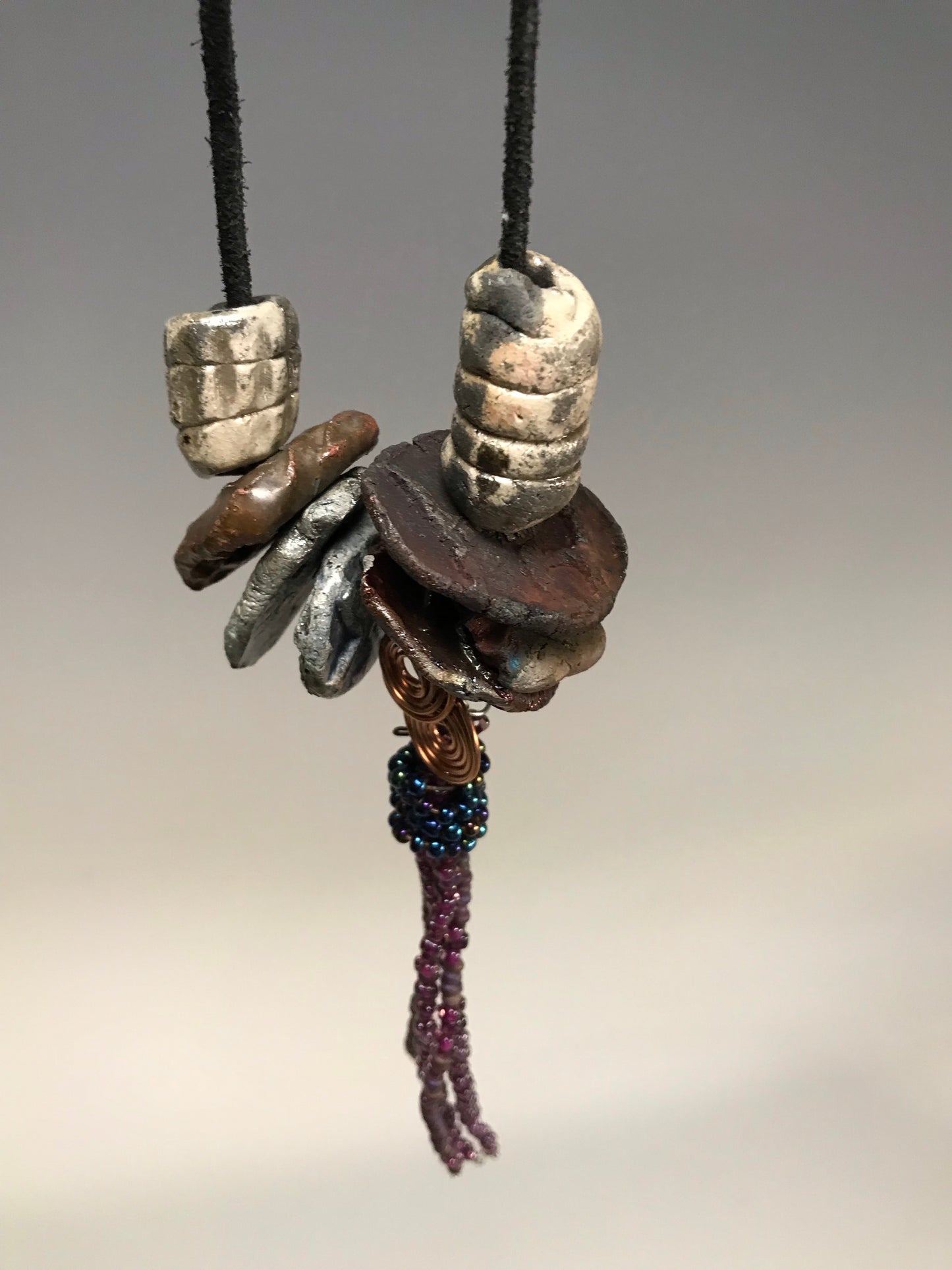 Tribal Raku Beaded Necklace -4