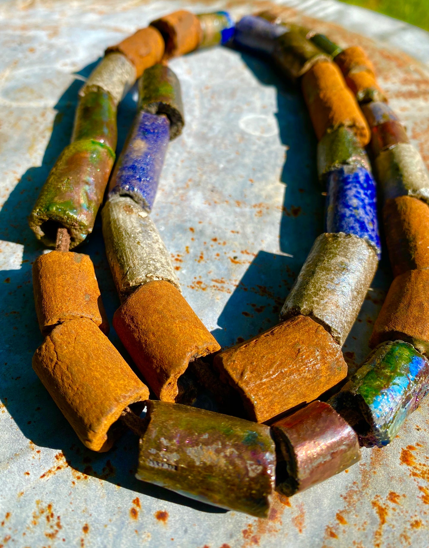 Tribal Raku Beaded Necklace -8