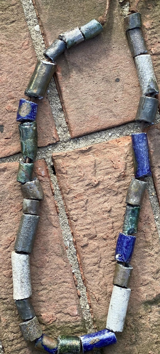 Nice Beaded Necklace 26 raku beaded necklace. Weighs 4.7 ounces. Hangs 12"  Nice Did I say Light Weight!