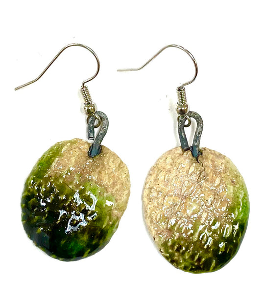 Really Nice! Raku Shimmery two tone white and green luster textured 1/2 ounces