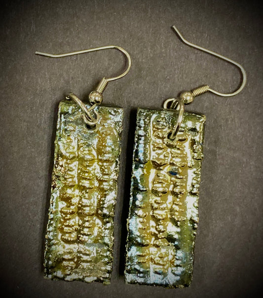 Really Nice! Raku  Irregular Rectangle Shimmery gold luster textured 1/2 ounce