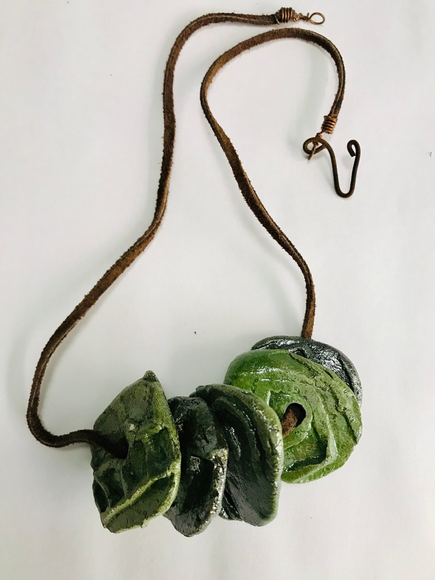 Green Raku Disc Necklace